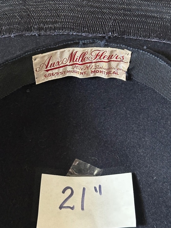 HIGH FASHION VINTAGE NAVY FELT WIDE BRIM HAT + CUTOUTS/CRIN EDGE/FEATHERS main image 14